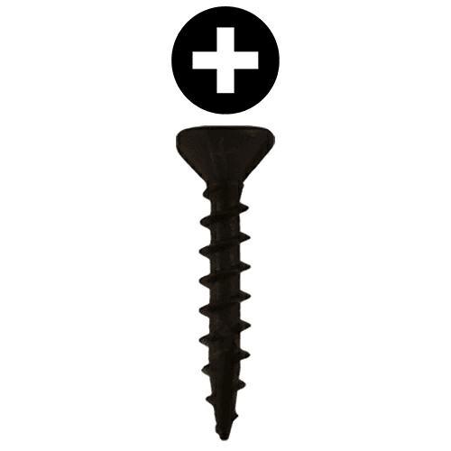 #8 x 1" Flat Head Assembly Screws, Phillips Drive Coarse Thread and Sharp Point, Black, Box of 10 Thousand by Quickscrews