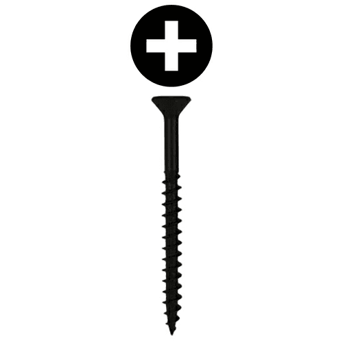 #8 x 2-1/2" Flat Head Assembly Screws, Phillips Drive Coarse Thread and Sharp Point, Black, Box of 2.5 Thousand by Quickscrews
