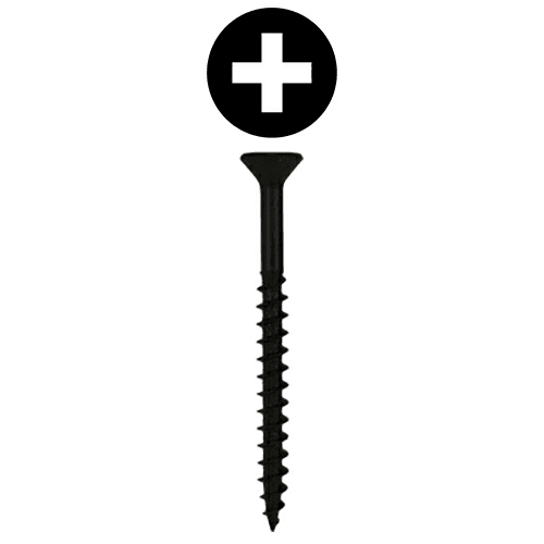 #8 x 3" Flat Head Assembly Screws, Phillips Drive Coarse Thread and Sharp Point, Black, Box of 2 Thousand by Quickscrews