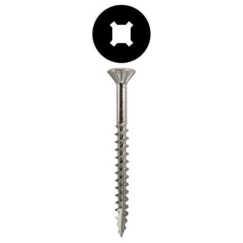 #8 x 2-1/4" Flat Head Assembly Screws, Square/Phillips Drive Coarse Thread with Nibs and Type 17 Auger Point, Zinc, Box of 3 Thousand by Quickscrews
