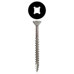 #8 x 2-1/4" Flat Head Assembly Screws, Square/Phillips Drive Coarse Thread with Nibs and Type 17 Auger Point, Zinc, Box of 3 Thousand by Quickscrews