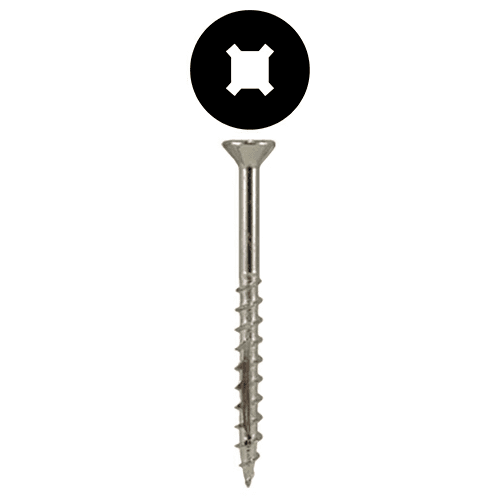 #8 x 1-3/4" Flat Head Assembly Screws, Square/Phillips Drive Coarse Thread with Nibs and Double Auger Point, Zinc, Box of 5 Thousand by Quickscrews