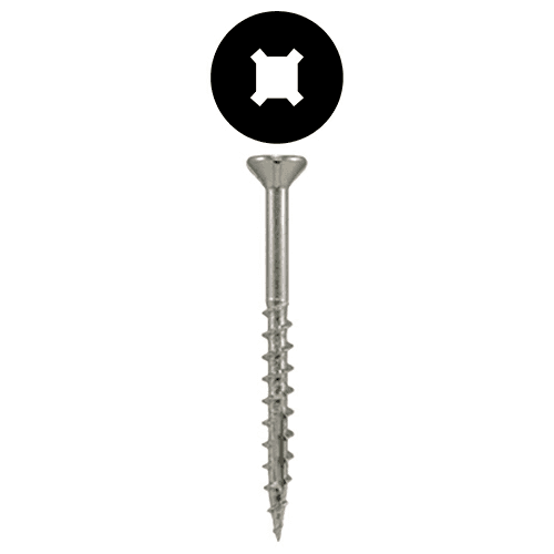 #8 x 1-5/8" Flat Head Assembly Screws, Square/Phillips Drive Coarse Thread with Nibs and Double Auger Point, Zinc, Box of 1 Thousand by Quickscrews