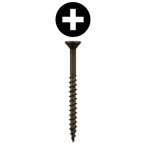 #8 x 2-1/2" Flat Head Assembly Screws, Phillips Drive Coarse Thread and Sharp Point, Plain, Box of 5 Hundred by Quickscrews