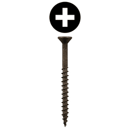 #8 x 2-1/2" Flat Head Assembly Screws, Phillips Drive Coarse Thread and Sharp Point, Plain, Box of 5 Hundred by Quickscrews