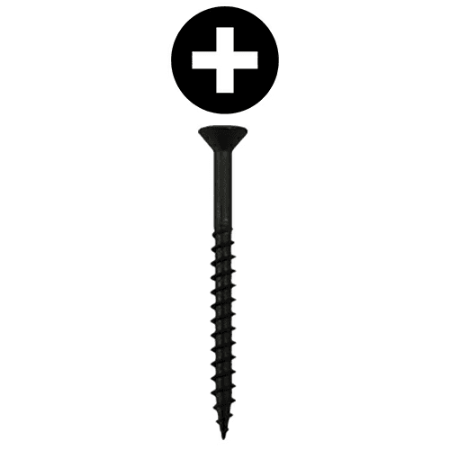 #8 x 1-1/4" Flat Head Assembly Screws, Phillips Drive Coarse Thread and Sharp Point, Black, Box of 1 Thousand by Quickscrews