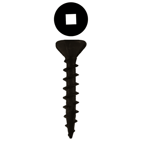 #8 x 1" Flat Head Assembly Screws, Square Drive Coarse Thread and Sharp Point, Black, Box of 1 Thousand by Quickscrews