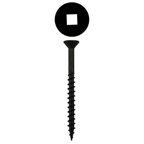 #9 x 2-1/2" Flat Head Assembly Screws, Square Drive Coarse Thread and Sharp Point, Black, Box of 5 Hundred by Quickscrews