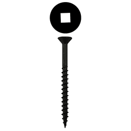 #9 x 3" Flat Head Assembly Screws, Square Drive Coarse Thread and Sharp Point, Black, Box of 5 Hundred by Quickscrews