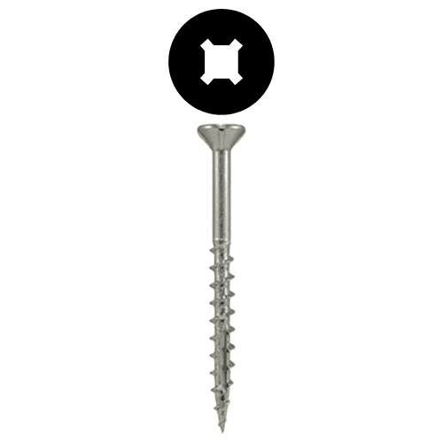 #8 x 2-1/2" Flat Head Assembly Screws, Square/Phillips Drive Coarse Thread with Nibs and Double Auger Point, Zinc, Box of 2.5 Thousand by Quickscrews
