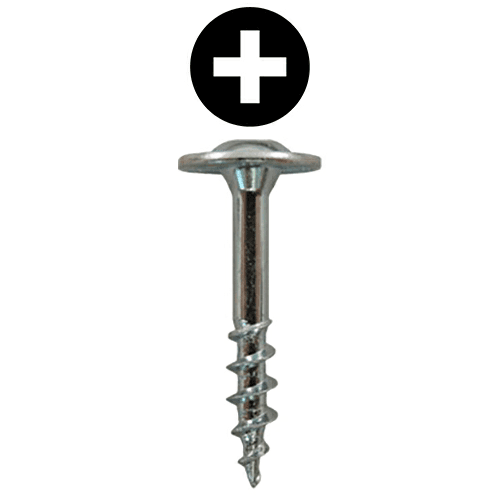#8 x 1" Large Round Washer Head Drawer Front Adjusting Screws, Phillips Drive Coarse Thread and Sharp Point, Zinc, Box of 1 Thousand by Quickscrews