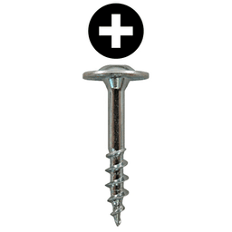 #8 x 1" Large Round Washer Head Drawer Front Adjusting Screws, Phillips Drive Coarse Thread and Sharp Point, Zinc, Box of 1 Thousand by Quickscrews