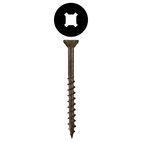 #8 x 3" Flat Head Assembly Screws, Square/Phillips Drive Coarse Thread with Nibs and Double Auger Point, Plain, Box of 5 Hundred by Quickscrews