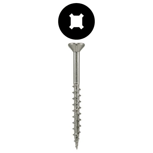 #8 x 2-1/2" Flat Head Assembly Screws, Square/Phillips Drive Coarse Thread with Nibs and Double Auger Point, Zinc, Box of 5 Hundred by Quickscrews
