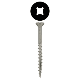 #8 x 2-1/2" Flat Head Assembly Screws, Square/Phillips Drive Coarse Thread with Nibs and Double Auger Point, Zinc, Box of 5 Hundred by Quickscrews