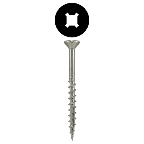 #8 x 3" Flat Head Assembly Screws, Square/Phillips Drive Coarse Thread with Nibs and Double Auger Point, Zinc, Box of 5 Hundred by Quickscrews