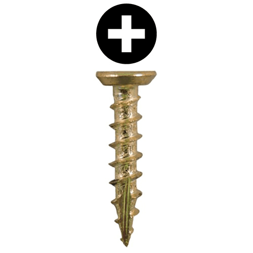 #6 x 1/2" Flat Head Undercut Screws, Phillips Drive Coarse Thread and Type 17 Auger Point, Bright Brass, Box of 25 Thousand by Quickscrews