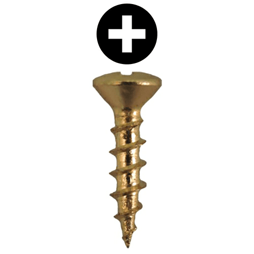 #6 x 5/8" Oval Head Hinge Edge Screws, Phillips Drive Coarse Thread and Sharp Point, Bright Brass, Box of 1 Thousand by Quickscrews