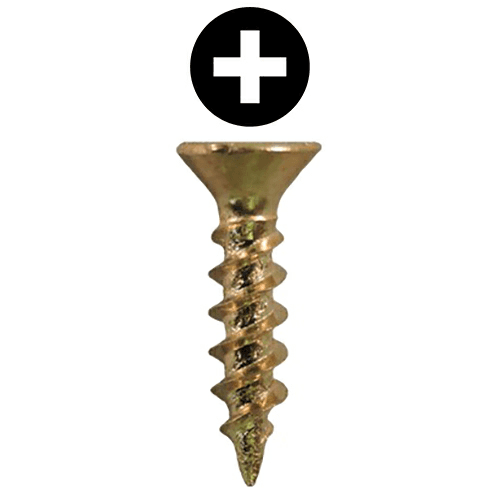 #6 x 5/8" Flat Head Drawer Slide Screws, Phillips Drive Coarse Thread and Sharp Point, Bright Brass, Box of 1 Thousand by Quickscrews
