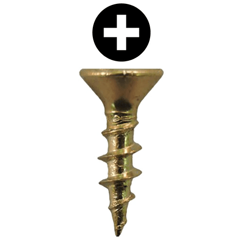 #8 x 5/8" Flat Head Drawer Slide Screws, Phillips Drive Coarse Thread and Sharp Point, Bright Brass, Box of 1 Thousand by Quickscrews