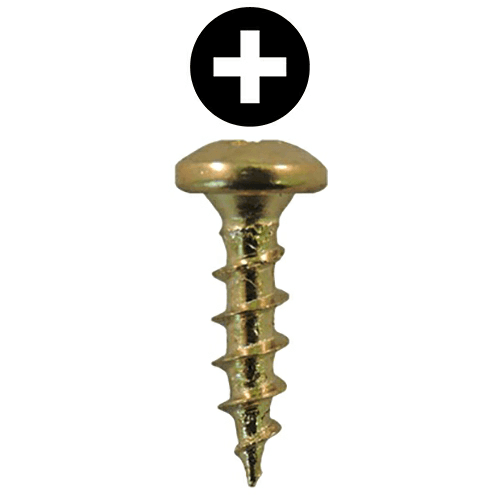 #8 x 5/8" Pan Head Hinge Edge Screws, Phillips Drive Coarse Thread and Sharp Point, Bright Brass, Box of 1 Thousand by Quickscrews