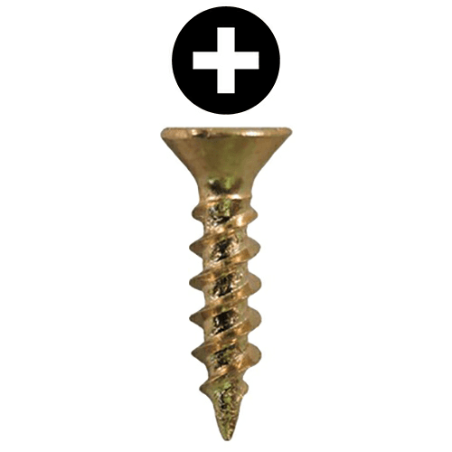 #6 x 5/8" Flat Head Drawer Slide Screws, Phillips Drive Coarse Thread and Sharp Point, Bright Brass, Box of 5 Thousand by Quickscrews