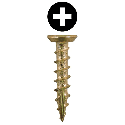 #6 x 1/2" Flat Head Undercut Screws, Phillips Drive Coarse Thread and Type 17 Auger Point, Bright Brass, Box of 1 Thousand by Quickscrews