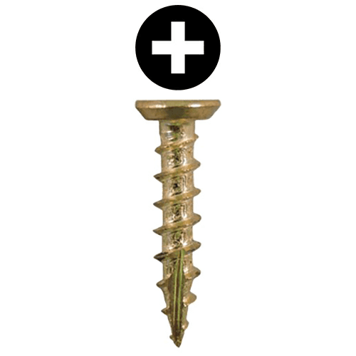 #6 x 1/2" Flat Head Undercut Screws, Phillips Drive Coarse Thread and Type 17 Auger Point, Bright Brass, Box of 5 Thousand by Quickscrews
