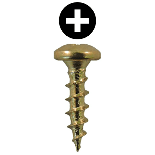 #8 x 5/8" Pan Head Hinge Edge Screws, Phillips Drive Coarse Thread and Sharp Point, Bright Brass, Box of 5 Thousand by Quickscrews