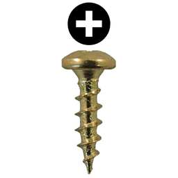 #8 x 5/8" Pan Head Hinge Edge Screws, Phillips Drive Coarse Thread and Sharp Point, Bright Brass, Box of 5 Thousand by Quickscrews