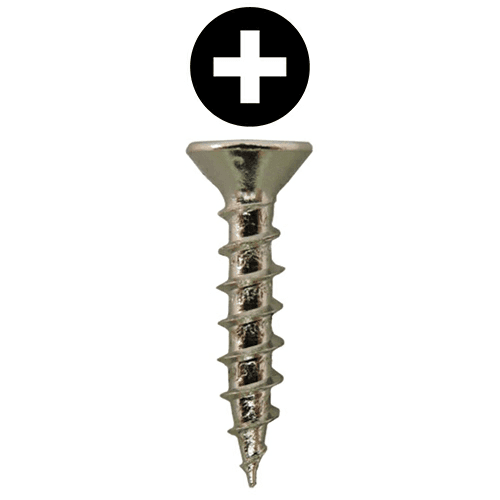 #6 x 3/4" Large Flat Head Hinge Edge Screws, Phillips Drive Coarse Thread and Sharp Point, Nickel, Box of 5 Hundred by Quickscrews