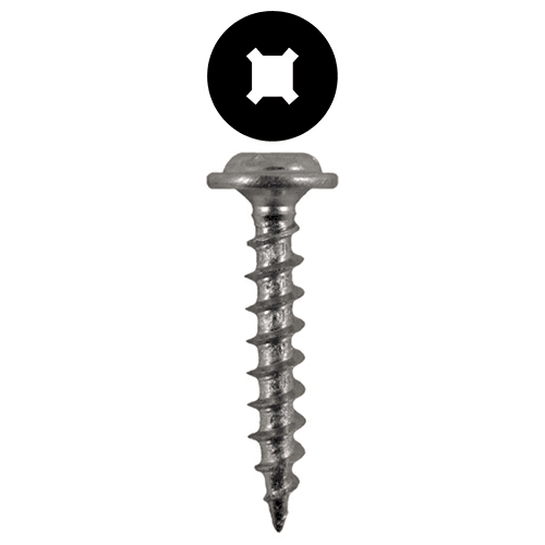 #8 x 1" Round Washer Head Assembly Screws, Square/Phillips Drive Coarse Thread and Sharp Point, Zinc, Box of 1 Thousand by Quickscrews