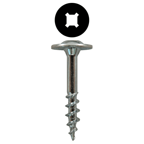 #8 x 7/8" Large Round Washer Head Drawer Front Adjusting Screws, Square/Phillips Drive Coarse Thread and Sharp Point, Zinc, Box of 8 Thousand by Quickscrews