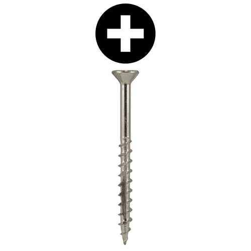 #8 x 1-5/8" Flat Head Assembly Screws, Phillips Drive Coarse Thread with Nibs and Double Auger Point, Zinc, Box of 6 Thousand by Quickscrews