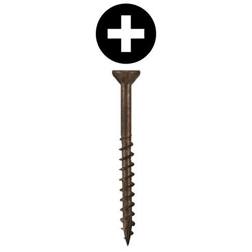 #8 x 3" Flat Head Assembly Screws, Phillips Drive Coarse Thread with Nibs and Double Auger Point, Plain, Box of 2 Thousand by Quickscrews