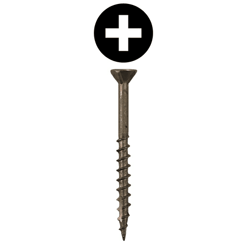 #10 x 3-1/2" Flat Head Assembly Screws, Phillips Drive Coarse Thread with Nibs and Double Auger Point, Plain, Box of Thousand by Quickscrews
