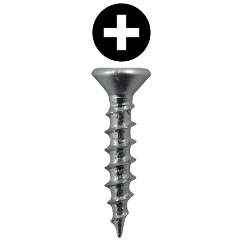 #5 x 1/2" Flat Head Drawer Slide Screws, Phillips Drive Coarse Thread and Sharp Point, Zinc, Box of Hundred by Quickscrews