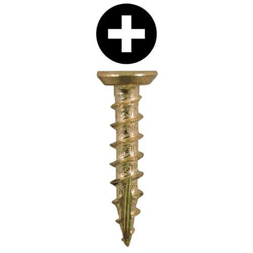 #6 x 1/2" Flat Head Undercut Screws, Phillips Drive Coarse Thread and Type 17 Auger Point, Bright Brass, Box of Hundred by Quickscrews