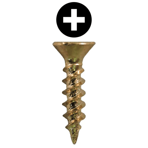 #6 x 5/8" Flat Head Drawer Slide Screws, Phillips Drive Coarse Thread and Sharp Point, Bright Brass, Box of 1 Hundred by Quickscrews