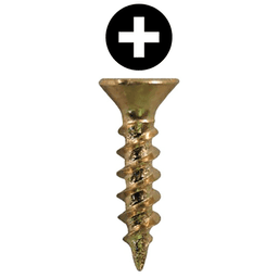#6 x 5/8" Flat Head Drawer Slide Screws, Phillips Drive Coarse Thread and Sharp Point, Bright Brass, Box of 1 Hundred by Quickscrews