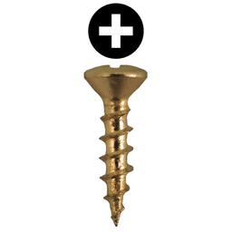 #6 x 5/8" Oval Head Hinge Edge Screws, Phillips Drive Coarse Thread and Sharp Point, Bright Brass, Box of Hundred by Quickscrews
