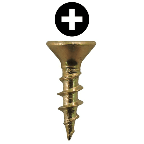 #8 x 5/8" Flat Head Hardware Screws, Phillips Drive Coarse Thread and Sharp Point, Bright Brass, Box of Hundred by Quickscrews