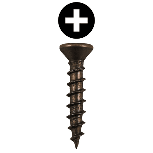 #6 x 1/2" Flat Head Drawer Slide Screws, Phillips Drive Coarse Thread and Sharp Point, Antique Brass, Box of Hundred by Quickscrews