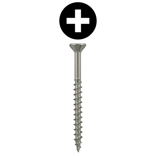 #8 x 3" Flat Head Assembly Screws, Phillips Drive Coarse Thread and Sharp Point, Zinc, Box of Fifty by Quickscrews