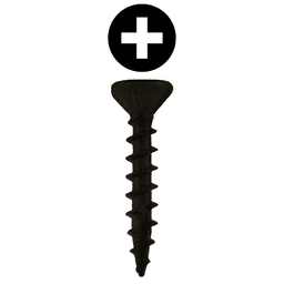 #8 x 1" Flat Head Assembly Screws, Phillips Drive Coarse Thread and Sharp Point, Black, Box of Hundred by Quickscrews