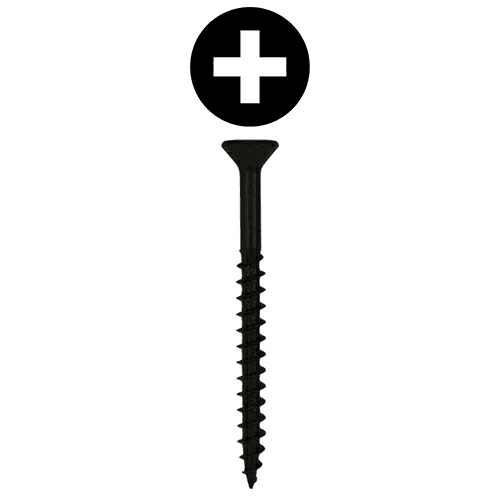 #8 x 2-1/2" Flat Head Assembly Screws, Phillips Drive Coarse Thread and Sharp Point, Black, Box of Fifty by Quickscrews