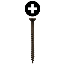 #8 x 2-1/2" Flat Head Assembly Screws, Phillips Drive Coarse Thread and Sharp Point, Plain, Box of Fifty by Quickscrews