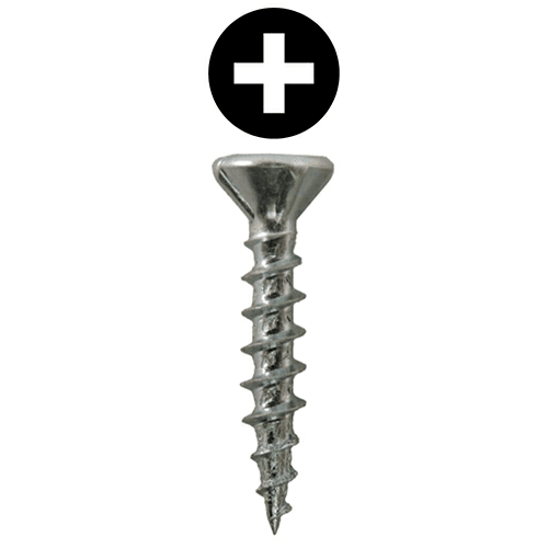 #8 x 1" Flat Head Assembly Screws, Phillips Drive Coarse Thread with Nibs and Sharp Point, Zinc, Box of Hundred by Quickscrews