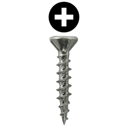 #8 x 1" Flat Head Assembly Screws, Phillips Drive Coarse Thread with Nibs and Sharp Point, Zinc, Box of Hundred by Quickscrews