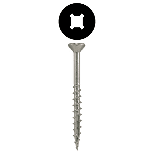 #8 x 1-3/4" Flat Head Assembly Screws, Square/Phillips Drive Coarse Thread with Nibs and Double Auger Point, Zinc, Box of Hundred by Quickscrews